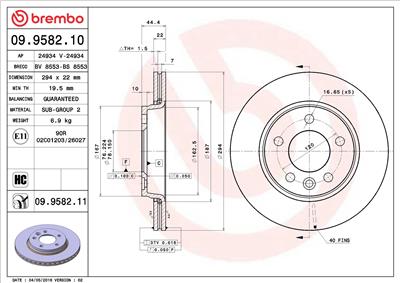 BREMBO 09.9582.11 EAN: 8020584216903.