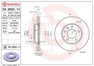 BREMBO 09.9585.11 EAN: 8020584034712.