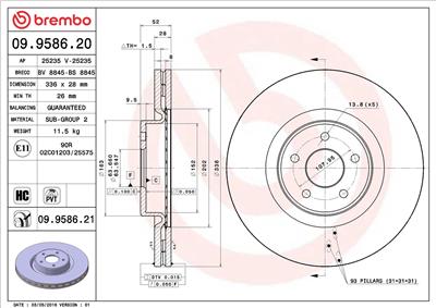 BREMBO 09.9586.21 EAN: 8020584028568.