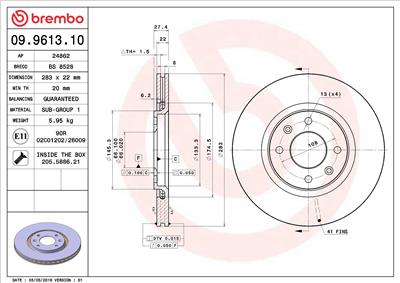 BREMBO 09.9613.10 EAN: 8020584961315.
