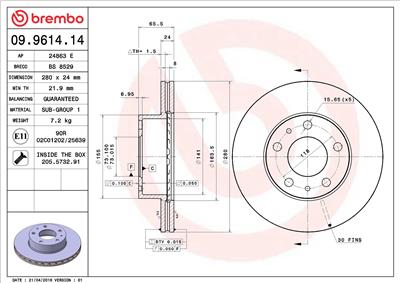 BREMBO 09.9614.14 EAN: 8020584961414.