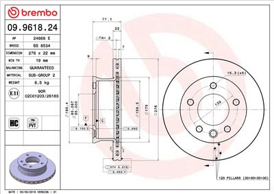 BREMBO 09.9618.24 EAN: 8020584961827.