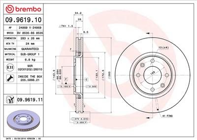 BREMBO 09.9619.11 EAN: 8020584222164.