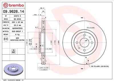 BREMBO 09.9626.14 EAN: 8020584962619.