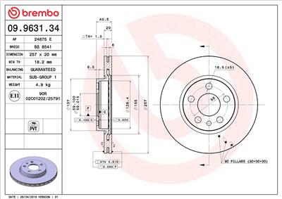BREMBO 09.9631.34 EAN: 8020584963135.