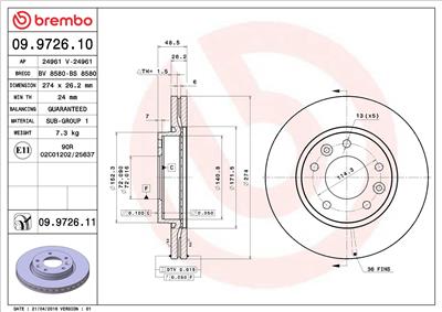 BREMBO 09.9726.11 EAN: 8020584033241.