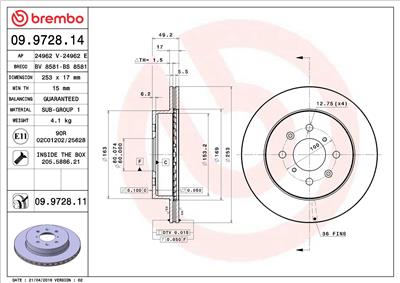 BREMBO 09.9728.11 EAN: 8020584211748.