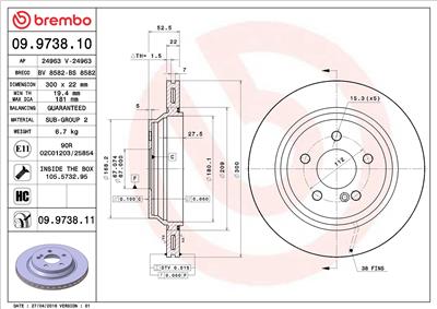 BREMBO 09.9738.11 EAN: 8020584025550.