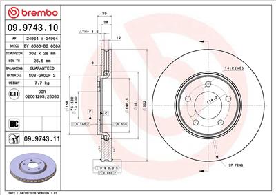 BREMBO 09.9743.11 EAN: 8020584034170.