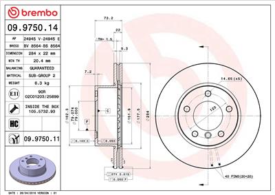 BREMBO 09.9750.11 EAN: 8020584024751.