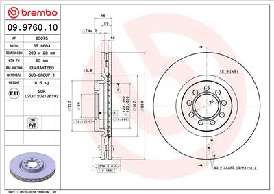 BREMBO 09.9760.10 EAN: 8020584976012.