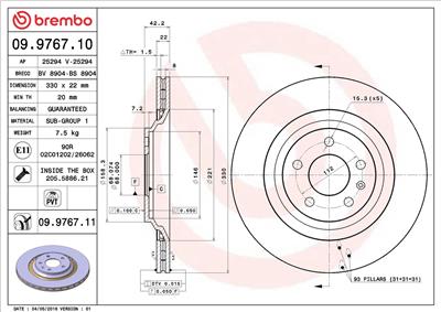 BREMBO 09.9767.11 EAN: 8020584037621.