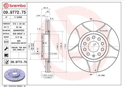 BREMBO 09.9772.75 EAN: 8020584029725.