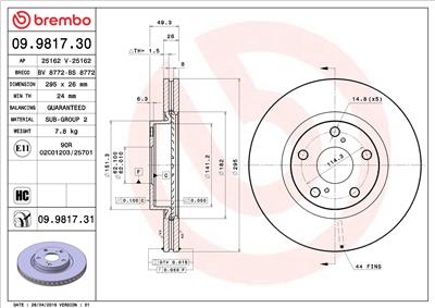BREMBO 09.9817.31 EAN: 8020584034057.