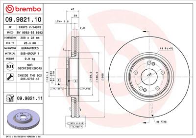 BREMBO 09.9821.11 EAN: 8020584035481.