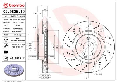 BREMBO 09.9825.11 EAN: 8020584030028.
