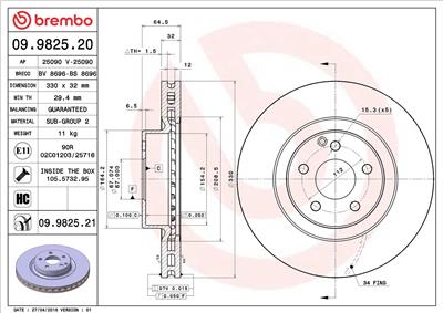 BREMBO 09.9825.21 EAN: 8020584024904.