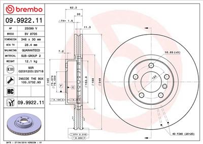 BREMBO 09.9922.11 EAN: 8020584992210.