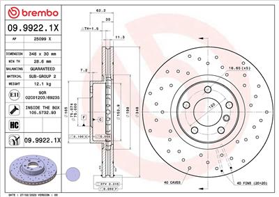 BREMBO 09.9922.1X EAN: 8020584324509.