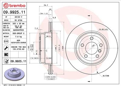 BREMBO 09.9925.11 EAN: 8020584992517.
