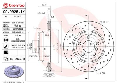 BREMBO 09.9925.1X EAN: 8020584320495.