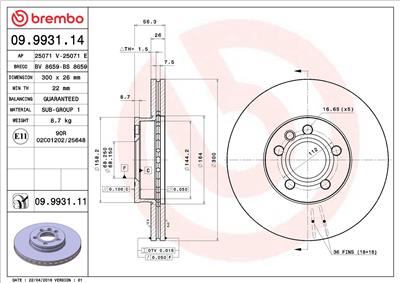 BREMBO 09.9931.11 EAN: 8020584022870.