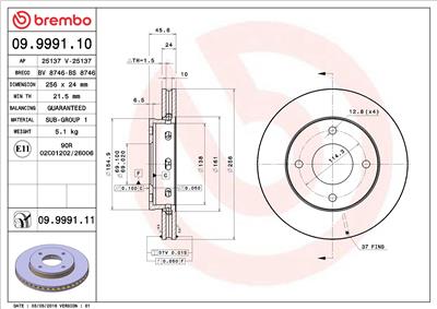 BREMBO 09.9991.11 EAN: 8020584037409.