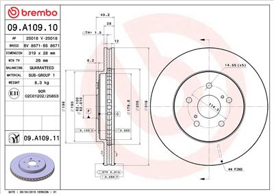 BREMBO 09.A109.11 EAN: 8020584032893.