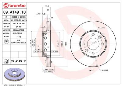 BREMBO 09.A149.11 EAN: 8020584038055.