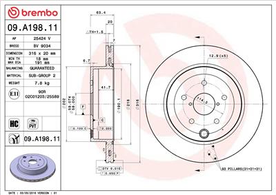 BREMBO 09.A198.11 EAN: 8020584039649.