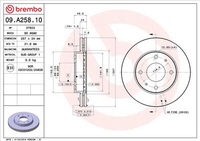 BREMBO 09.A258.10 EAN: 8020584015902.