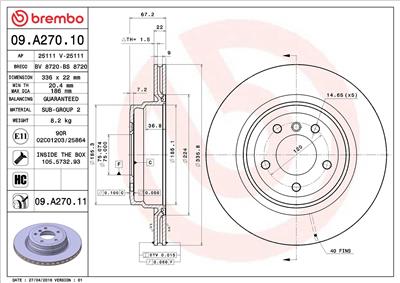BREMBO 09.A270.11 EAN: 8020584025628.