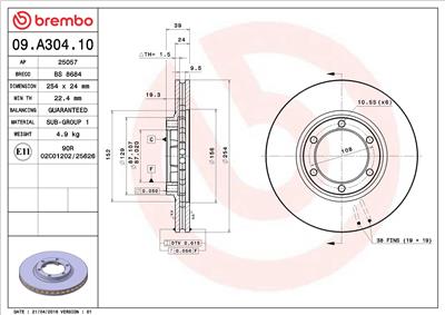 BREMBO 09.A304.10 EAN: 8020584016985.