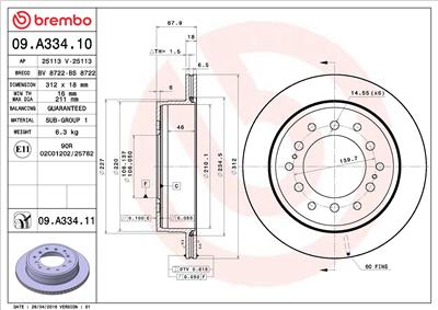 BREMBO 09.A334.11 EAN: 8020584031650.