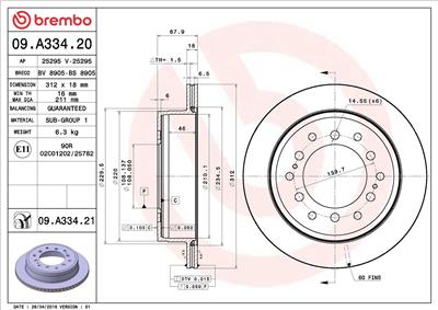 BREMBO 09.A334.21 EAN: 8020584213773.