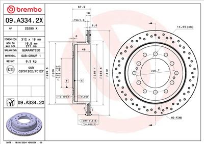 BREMBO 09.A334.2X EAN: 8020584340370.