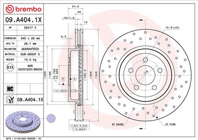 BREMBO 09.A404.1X EAN: 8020584324516.