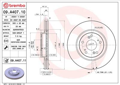 BREMBO 09.A407.11 EAN: 8020584031704.