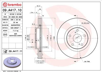 BREMBO 09.A417.11 EAN: 8020584032541.