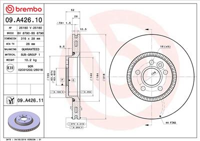BREMBO 09.A426.11 EAN: 8020584020340.