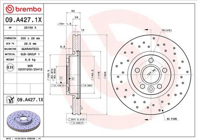 BREMBO 09.A427.1X EAN: 8020584212707.