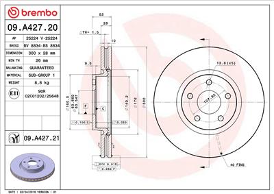 BREMBO 09.A427.21 EAN: 8020584027882.