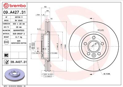 BREMBO 09.A427.31 EAN: 8020584234563.
