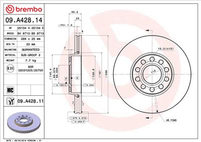BREMBO 09.A428.11 EAN: 8020584029152.