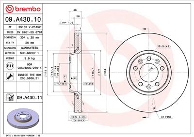 BREMBO 09.A430.11 EAN: 8020584214497.