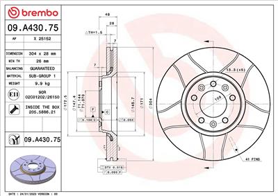 BREMBO 09.A430.75 EAN: 8020584324165.
