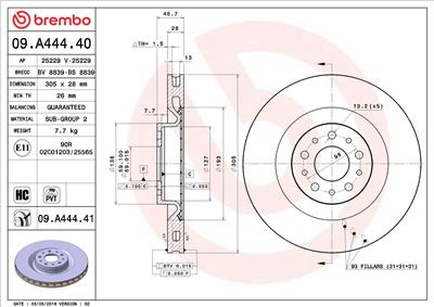 BREMBO 09.A444.40 EAN: 8020584028476.