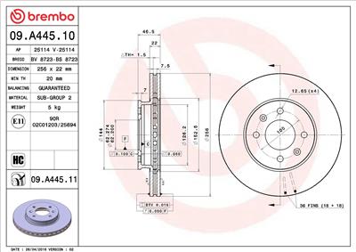 BREMBO 09.A445.11 EAN: 8020584210659.