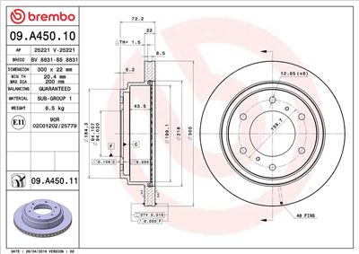 BREMBO 09.A450.11 EAN: 8020584210666.