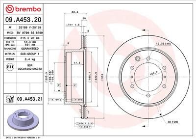 BREMBO 09.A453.21 EAN: 8020584037744.